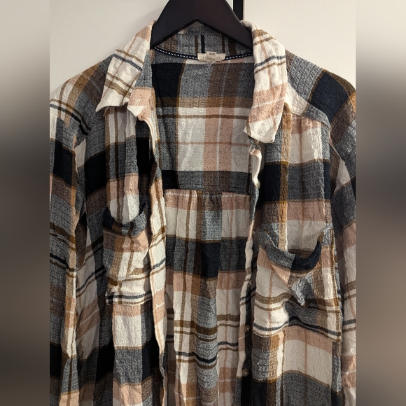 Anthropologie Pilcro Relaxed Long-Sleeved Checkered Shirt in XL, brown pattern - Picture 5 of 6